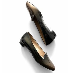 RON WHITE Pearlized Bronze Patent Leather Slip-On Loafer